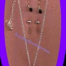 Necklace & Earring Gift Set Black Bead Drop Pendant with 3 Pair Earrings NEW