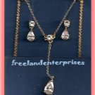 Necklace & Earring CZ Pear Drop Gift Set Goldtone NIB