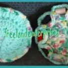 Crocheted Pin Cushion & Thread Caddy 03 Reversible Turq