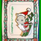 Christmas PIN #325 Hallmark Cards Grey Mouse on Skis Goldtone & Enamel