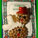 Christmas PIN #322 Snowman Goldtone & Enamel White Scarf & Red Hat
