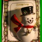 Christmas PIN #319 Snowman Goldtone w/Red Scarf & Black Hat w/Holly, Broom VGC Christmas PIN #319 Snowman Goldtone w/Red Scarf & Black Hat w/Holly, Broom VGC