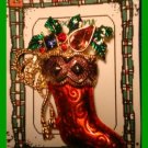 Christmas PIN #124 Signed Christopher Radko Red Stocking Goldtone HOLIDAY BROOCH