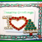 Christmas PIN #073 I Love Christmas Rhinestone Red-Green-White HOLIDAY Brooch Christmas PIN #073 I Love Christmas Rhinestone Red-Green-White HOLIDAY Brooch