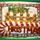 Christmas PIN #068 VTG Merry Christmas Candy Cane Red & White HOLIDAY BROOCH