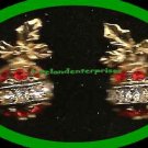 Christmas Earrings Sparkling Christmas Ornament Red & Clear Rhinestones Pierced