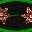 Christmas Earrings Poinsettia Pierced Earr'gs Goldtone NOS