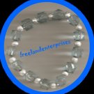 Bracelet Beaded Stretchie Acrylic NEW~Light Blue/Silver Bracelet Beaded Stretchie Acrylic NEW~Light Blue/Silver