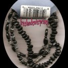 Bracelet Beaded 103 Stretchie Black-Silvertone NEW 3tot