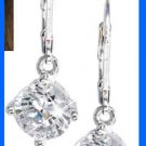 Earring CZ Leverback Solitaire Clear Silvertone Boxed NEW Earring CZ Leverback Solitaire Clear Silvertone Boxed NEW