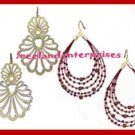 Earring Can't Bead it Pierced Goldtone & Carnelian NEW
