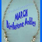 Anklet Birthstone Flower Anklet Goldtone MARCH ~NEW Boxed~