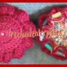 Crocheted Sewing Pin Cushion with Thread Caddy 05 Reversible Maroon