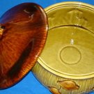 VTG Retro Mushroom Design Ceramic/Pottery 3 Quart Sz Covered Casserole Dish VGC