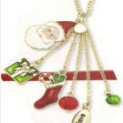 Christmas Necklace Holiday Charm Necklace ~ 6 Charms ~Santa-Pkg-Stocking-Beads