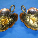 Coppercraft Guild Decorative Leaf Shape Candy/Nut Dish w/Brass Handle (Set of 2)