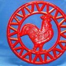 Red Rooster Round Iron Trivet Wall or Hot Plate ~ 8 inches Round ~Circa ODI 2005 Red Rooster Round Iron Trivet Wall or Hot Plate ~ 8 inches Round ~Circa ODI 2005