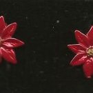 Christmas Earrings Red Poinsettia Clip Earrings Goldtone 1999 NOS Boxed Christmas Earrings Red Poinsettia Clip Earrings Goldtone 1999 NOS Boxed