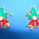 Christmas Earrings Holiday Pierced Earrings "Bell" ~Circa 1997~ (NEW OLD STOCK)