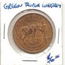 Collectible GREEN RIVER WHISKEY Black American Token Lucky 4 Leaf Clover Cop/Brs