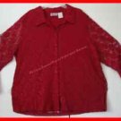 Women's Kathy Lee Lace Overlay Blouse 2XL Beautiful RED