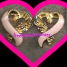 Breast Cancer Pink Ribbon Earrings CLIP "3/4 inch x 5/8 inch"
