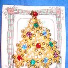 Christmas PIN #0449 Eisenberg Vintage Goldtone & Rhinestone Christmas Tree Pin