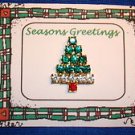 Christmas PIN #0421 Rhinestone Christmas Tree PAC Pin ~ Green ~ Red ~ Clear ~