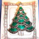 Christmas PIN #0445 Silvertone, Green Enamel, Marcasite & Rhinestone Xmas Tree Christmas PIN #0445 Silvertone, Green Enamel, Marcasite & Rhinestone Xmas Tree