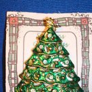 Christmas PIN #0432 Green Christmas Tree Goldtone Star & Tree Base ~Decorated~