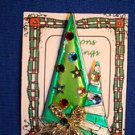 Christmas PIN #0429 AJMC VTG Double Green Decorated Christmas Tree ~Contemporary