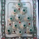 Christmas PIN #0397 Silvertone, Green & Red Enamel Ornaments Christmas Tree Pin