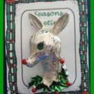 Christmas PIN #0343 Gerrys Deer & Holly Silvertone with Enamel Green & Red Christmas PIN #0343 Gerrys Deer & Holly Silvertone with Enamel Green & Red