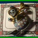 Christmas PIN #0323 MRS Snowman Skiing Goldtone Silvertone wRainbow Rhinestones Christmas PIN #0323 MRS Snowman Skiing Goldtone Silvertone wRainbow Rhinestones