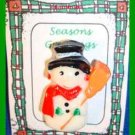 Christmas PIN #0317 Snowman Plastic, Red Scarf & Black Hat, Orange Broom VGC Christmas PIN #0317 Snowman Plastic, Red Scarf & Black Hat, Orange Broom VGC