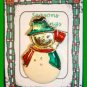 Christmas PIN #0314 Enamel Snowman Goldtone, Red Scarf Green Hat, Red Broom VTG