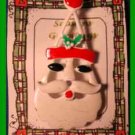 Christmas PIN #0294 VTG Santa Head White Enamel w/Red & Green HOLIDAY Brooch