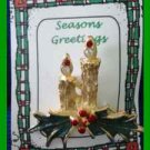 Christmas PIN #0255 Double Candle Pin/Pendant with Green Holly Goldtone HOLIDAY