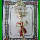 Christmas PIN #0245 GERRYS VTG Pole Lantern Candle with Red Bow Goldtone HOLIDAY