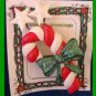 Christmas PIN #0221 Candy Cane Red & White with Green Bow & White Stars