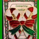 Christmas PIN #0216 Double Candy Cane Red, White & Green Enamel & Goldtone Christmas PIN #0216 Double Candy Cane Red, White & Green Enamel & Goldtone