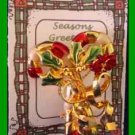 Christmas PIN #0215 Double Candy Cane & Holly with Beads Red Enamel & Goldtone Christmas PIN #0215 Double Candy Cane & Holly with Beads Red Enamel & Goldtone