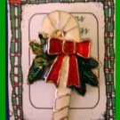Christmas PIN #0208 Candy Cane Red, White, Green Enamal Goldtone HOLIDAY Brooch Christmas PIN #0208 Candy Cane Red, White, Green Enamal Goldtone HOLIDAY Brooch