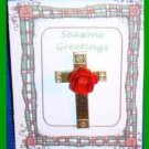 Christmas PIN #0154 Cross Goldtone Tac Pin with Red Enamel Rose VGC Lapel