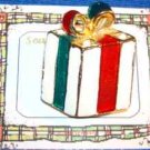 Christmas PIN #0150 Vtg Red-Green-White Gift Package-Bow, Enamel-Goldtone HOLIDY Christmas PIN #0150 Vtg Red-Green-White Gift Package-Bow, Enamel-Goldtone HOLIDY