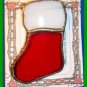 Christmas PIN #0120 Red Stocking Stained Glass Suncatcher-Ornament-Pin-Brooch