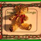 Christmas PIN #0107 VTG Teddy Bear Red Enamel Bow & Rhinestone Eyes Goldtone VGC Christmas PIN #0107 VTG Teddy Bear Red Enamel Bow & Rhinestone Eyes Goldtone VGC