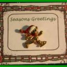 Christmas PIN #0106 Bear Skating Tac Pin Enamel Red & White on Goldtone