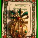 Christmas PIN #0103 Signed Gerrys VTG Christmas Ball Ornament Red-Green Goldtone