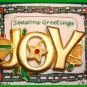 Christmas PIN #0062 JOY Signed GCI Goldtone with Orn, Star & Bell w/Green Holly